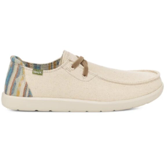 SANUK MEN'S SHAKA LITE SL SIZE 11 CASUAL CANVAS MOC TOE LACE UP SNEAKER NATURAL - Picture 1 of 11